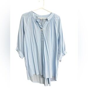 Light Blue Sheer Women's Vneck Top Blouse Size‎ XXL